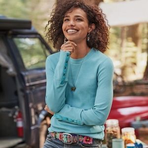 Sundance crewneck thermal Waffle Knit tee shirt